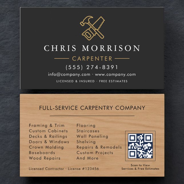 Professional Carpenter QR Code Business Card (Creator Uploaded)