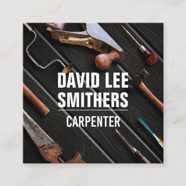 Professional Carpenter tools Square Business Card (Front)