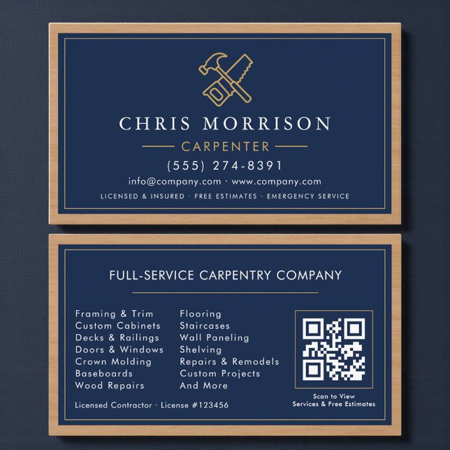 Professional Carpentry QR Code Business Card (Creator Uploaded)