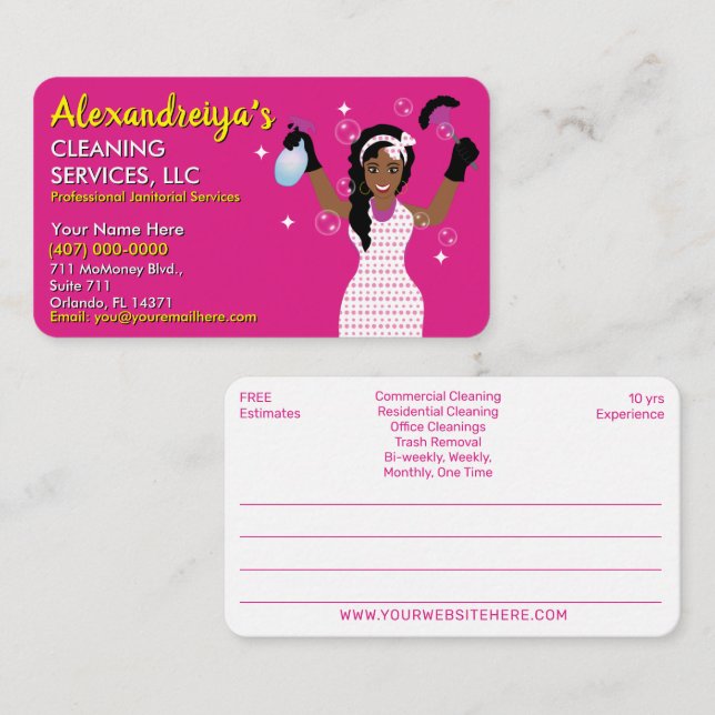 Professional Cartoon Cleaning/Janitorial Business Card (Front/Back)