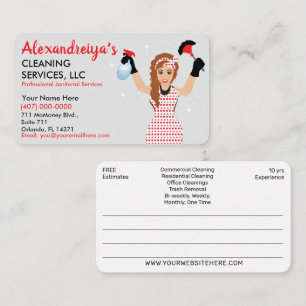 Professional Cartoon Cleaning/Janitorial Business Card