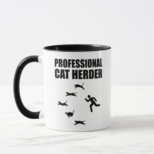 Professional Cat Herder Funny Herding Cats Mug (Left)