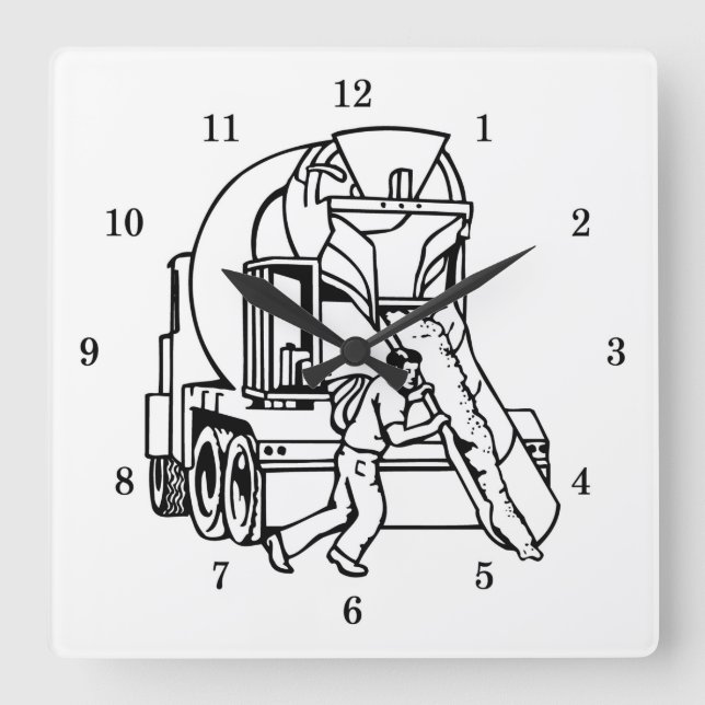 Professional Cement Layer Square Wall Clock (Front)