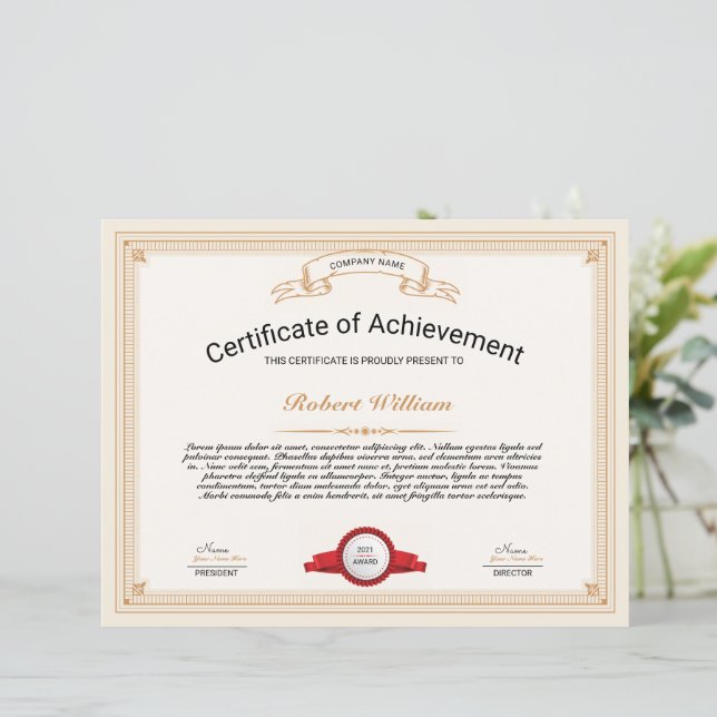 Professional Certificate of Achievement Template (Standing Front)