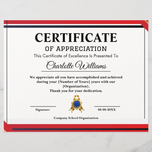 Professional Certificate of Appreciation   (Front)