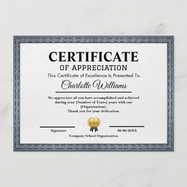 Professional Certificate of Appreciation Template (Front)