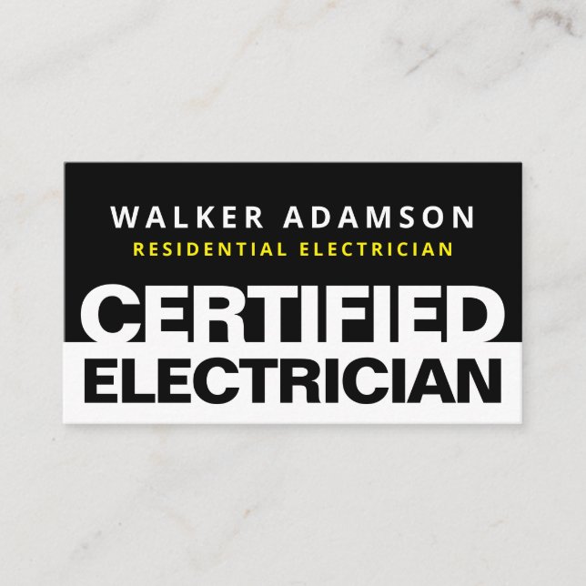 Professional Certified Electrician Business Cards (Front)