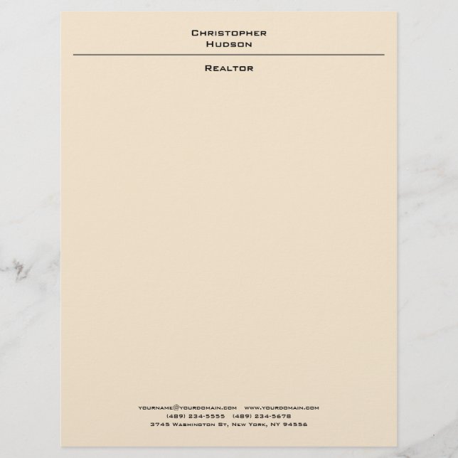 Professional Champagne Colour Simple Plain Custom Letterhead (Front)