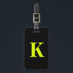 Professional Chartreuse Yellow Neon Black Monogram Luggage Tag<br><div class="desc">Monogrammed initial and also personal details like name,  address,  phone number and email all of which you can edit. Designed with attractive neon yellow black background,  you can change the colour if you wish. Cool travel gift idea for him or her.</div>