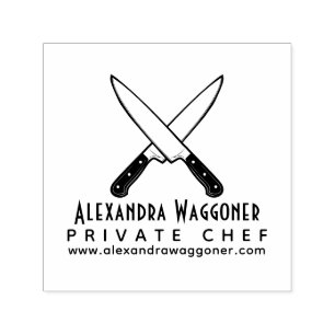 Professional Chef, Crossed Knives Business Logo #2 Self-inking Stamp