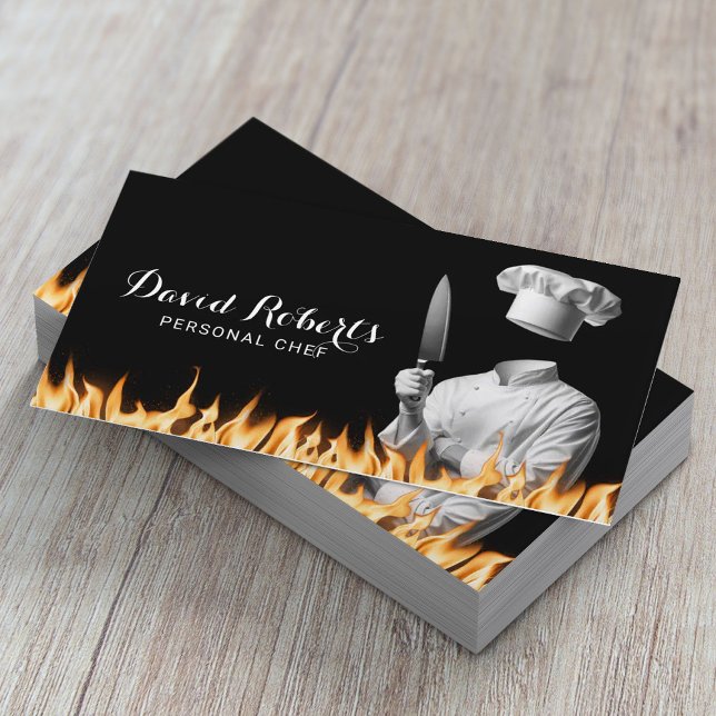 Professional Chef Restaurant Cook Catering Black Business Card (Creator Uploaded)