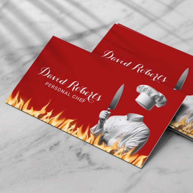 Professional Chef Restaurant Cook Catering Red Business Card (Creator Uploaded)