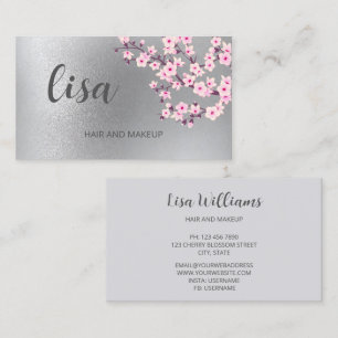 Professional Cherry Blossom Pink Silver Business C Card