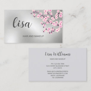 Professional Cherry Blossom Pink Silver Business C Card