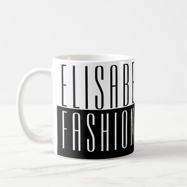 professional chic black & white fashion designer coffee mug (Left)
