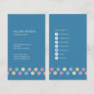 professional chic blue social networks business card