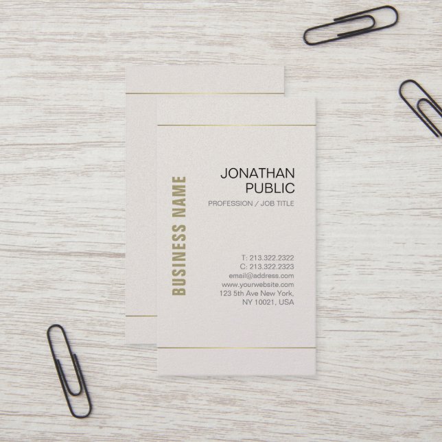 Professional Chic Design Elegant Modern Plain Luxe Business Card (Front/Back In Situ)