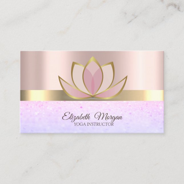 Professional Chic Elegant Bokeh, Lotus  Business Card (Front)