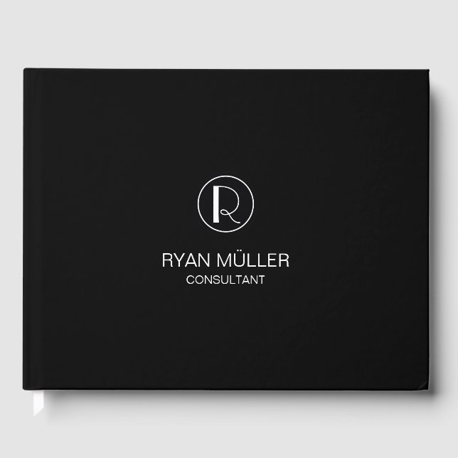 Professional Chic Elegant Plain and Monogram Guest Book (Front)