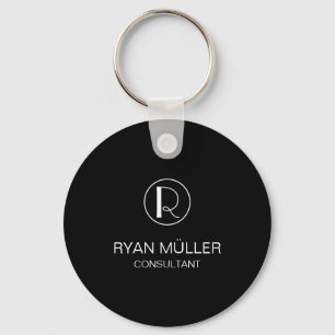 Professional Chic Elegant Plain and Monogram Key Ring