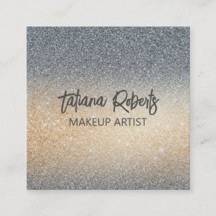 Professional Chic Glitter Designer Modern Glam Square Business Card