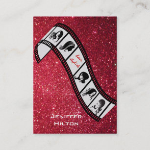 Professional chic glitter  filmstrip hair stylist business card