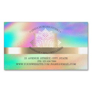 Professional Chic Gold Lotus Holographic Magnetic Business Card