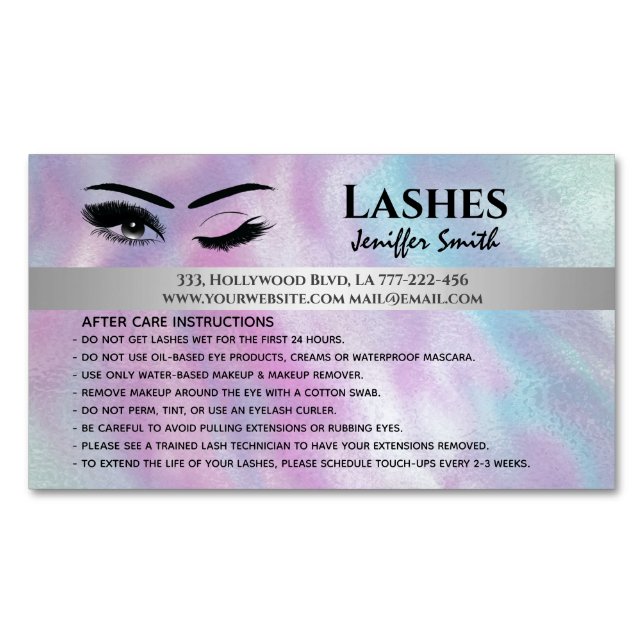 Professional chic holographic lashes after care 	Magnetic business card (Front)