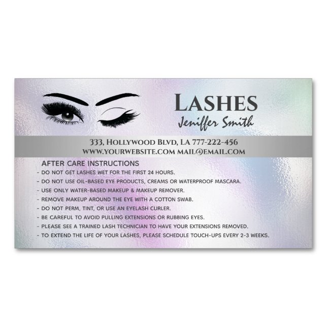 Professional chic holographic lashes after care 	Magnetic business card (Front)