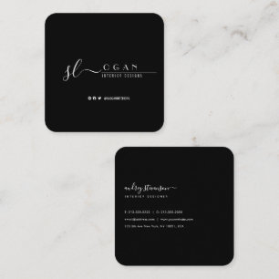Professional Chic Signature Black and White Square Business Card