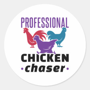 Professional Chicken Chaser Colourful Chickens Classic Round Sticker