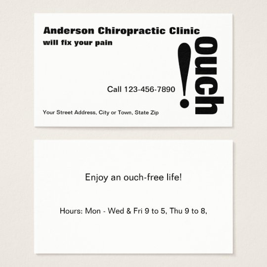 Professional Chiropractic for Life without Ouch Business Card