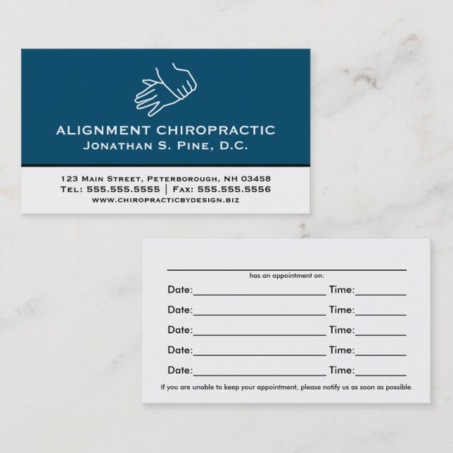 Professional Chiropractor Multiple Appointment Business Card (Front/Back)