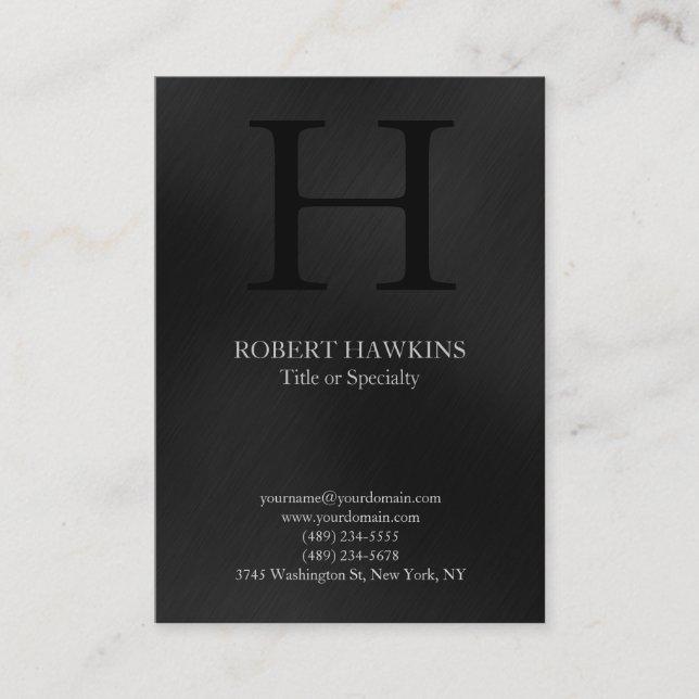 Professional chubby modern grey monogram business card (Front)