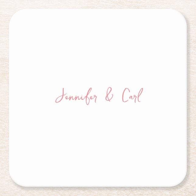 Professional Classic Calligraphy Minimalist Plain Square Paper Coaster (Front)