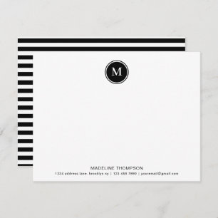 Professional Classic Circle Monogram Black Stripes Card