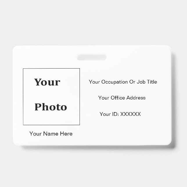 Professional Classic MInimal Photo Black White ID Badge (Front)