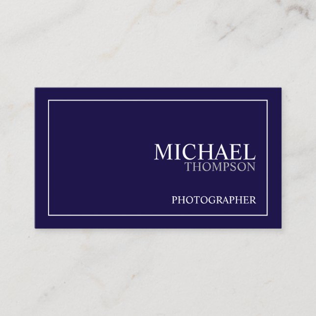 Professional Classic Navy Blue and White Business Card (Front)