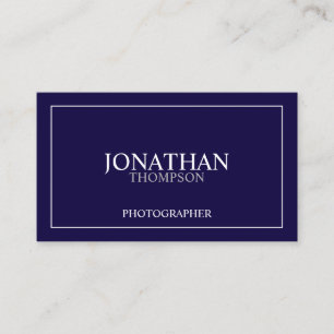 Professional Classic Navy Blue and White Business Card