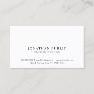 Professional Classic Sleek Elegant White Plain Business Card