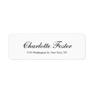 Professional Classical Black White Script Return Address Label