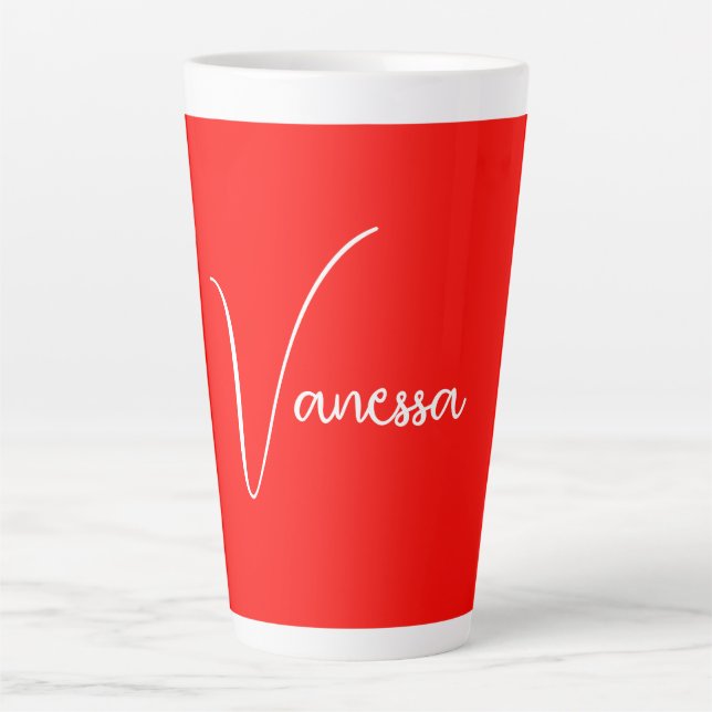 Professional classical calligraphy name custom red latte mug (Front)