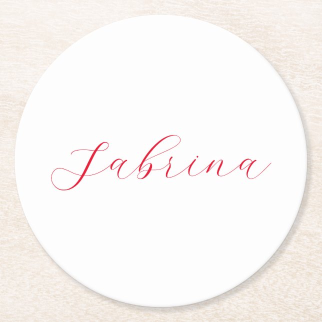 Professional classical handwriting name custom round paper coaster (Front)