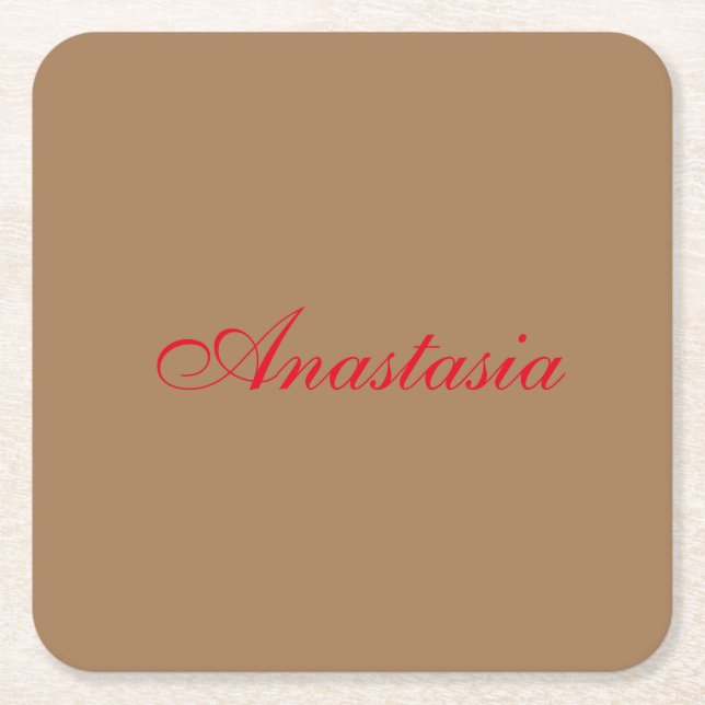Professional classical handwriting name custom square paper coaster (Front)