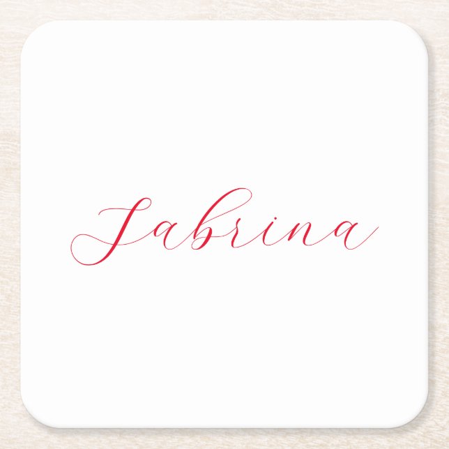 Professional classical handwriting name custom square paper coaster (Front)