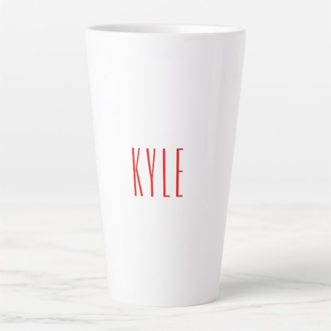 Professional classical handwriting name red white latte mug (Front)