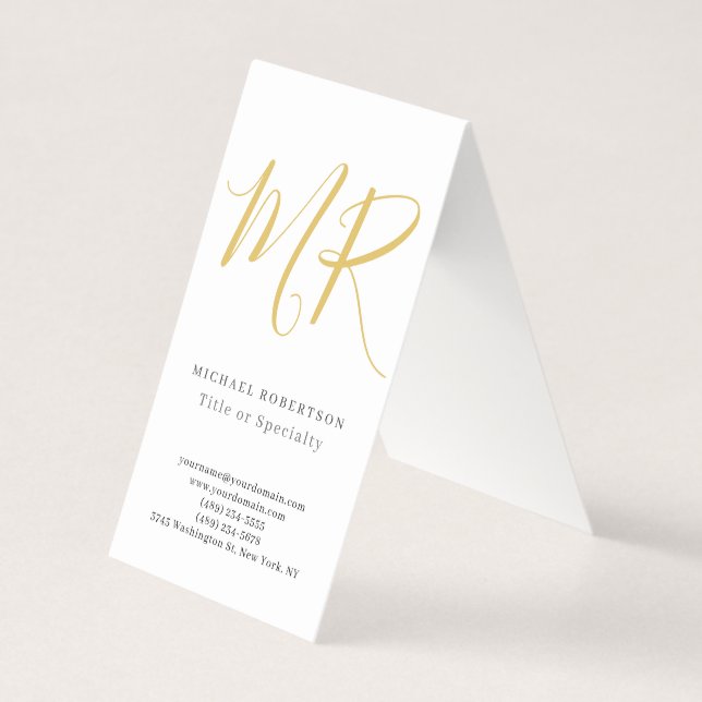 Professional Classical Monogram Minimalist Plain Business Card (Front)