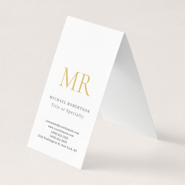 Professional Classical Monogram Minimalist Plain Business Card (Front)