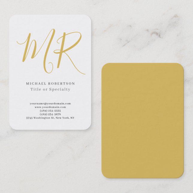 Professional Classical Monogram Minimalist Plain Business Card (Front/Back)