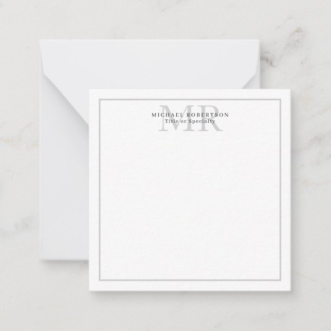 Professional Classical Monogram Minimalist Plain Card (Front)